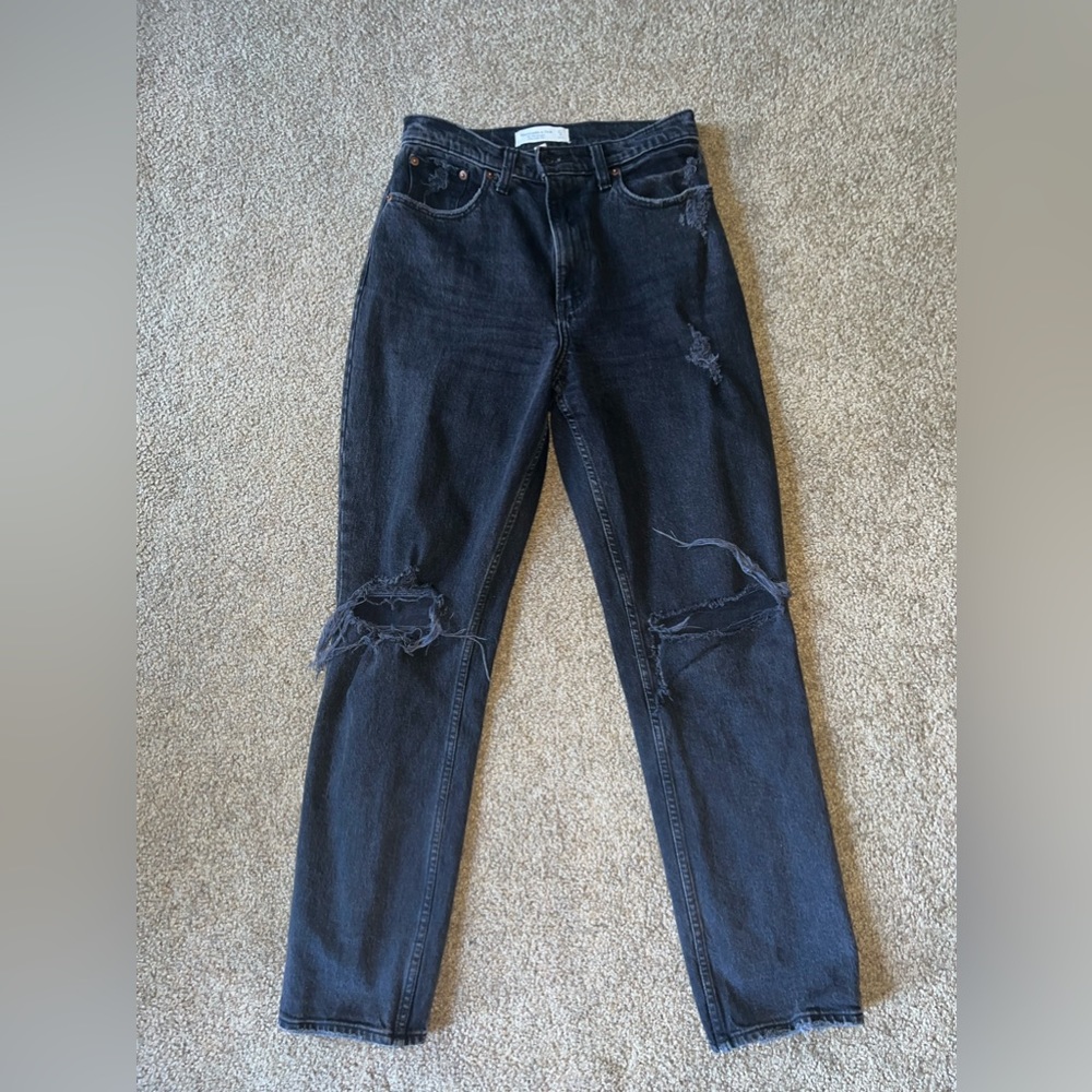 Abercrombie & Fitch 90s Straight Ultra High Rise Curve Love Black Jeans